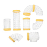 Transparent Yellow Hamster Tubes Set with Curved Tunnel Connectors for Small Animals Cage Exercise Accessories - Top-Down View
