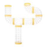 Transparent Yellow Hamster Tubes Set with Curved Tunnel Connectors for Small Animals Cage Exercise Accessories