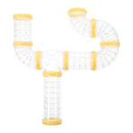 Transparent Yellow Hamster Tubes Set with Curved Tunnel Connectors for Small Animals Cage Exercise Accessories
