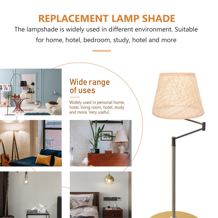 Khaki Rattan Floor Lamp Shade Replacement 6.7x6.7in for Study Room, 1 Piece and Stylish