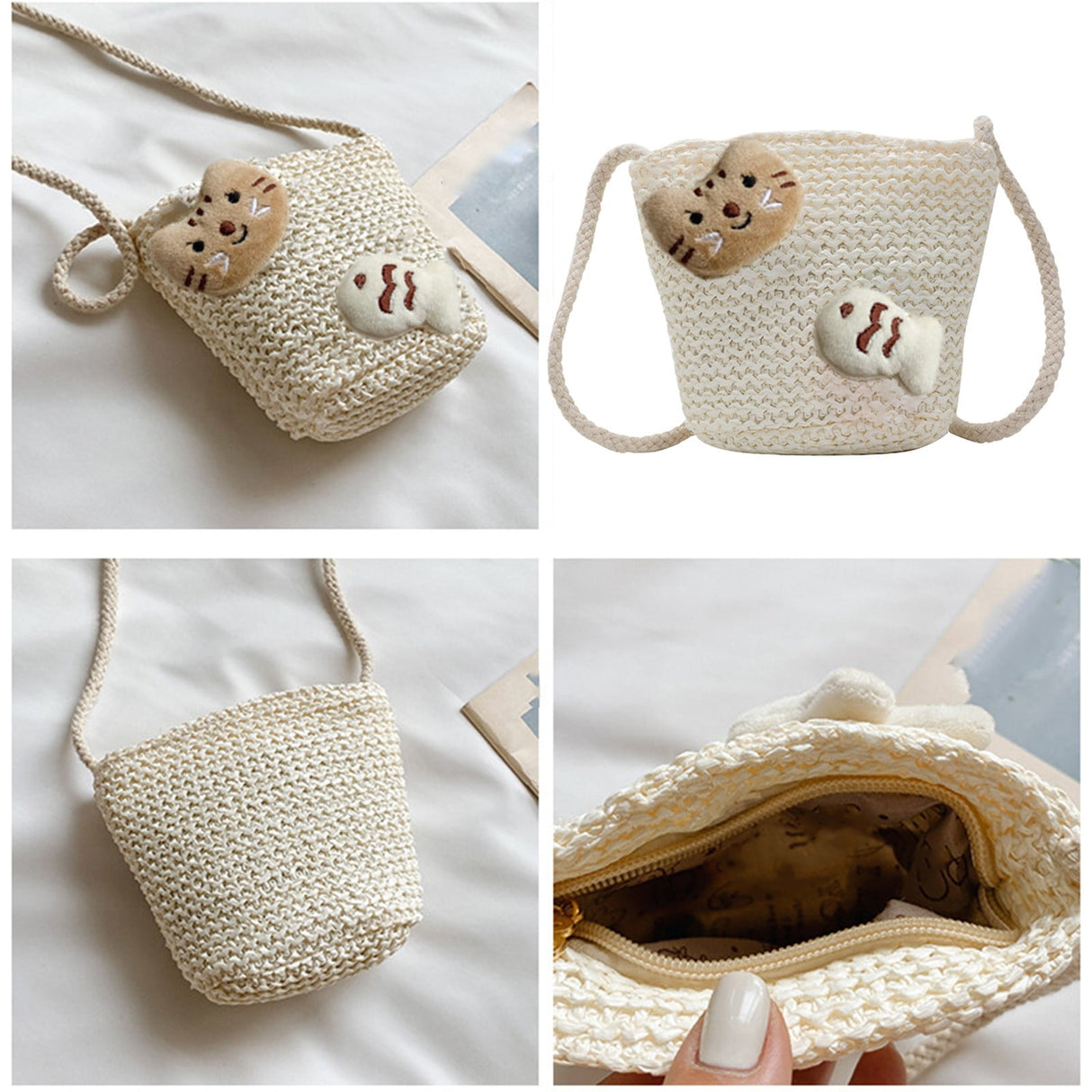 Girls Knitting Bag Straw Handbags for Summer Crossbody Bag Kids Wallet Girls Purse Straw Bag Beach Bag Beach Tote Bag Little Girl Cross Body Purses Summer Beach Bag D