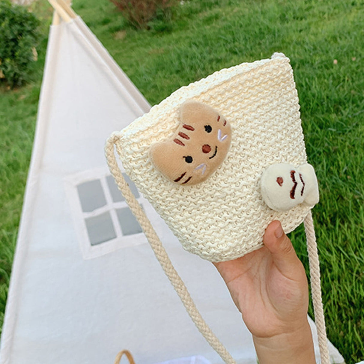 Girls Knitting Bag Straw Handbags for Summer Crossbody Bag Kids Wallet Girls Purse Straw Bag Beach Bag Beach Tote Bag Little Girl Cross Body Purses Summer Beach Bag D