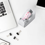 Desktop Tape Dispenser Adhesive Roll Holder Desk Accessories Home Office Tape Dispensers, Weighted Non-Skid Base White