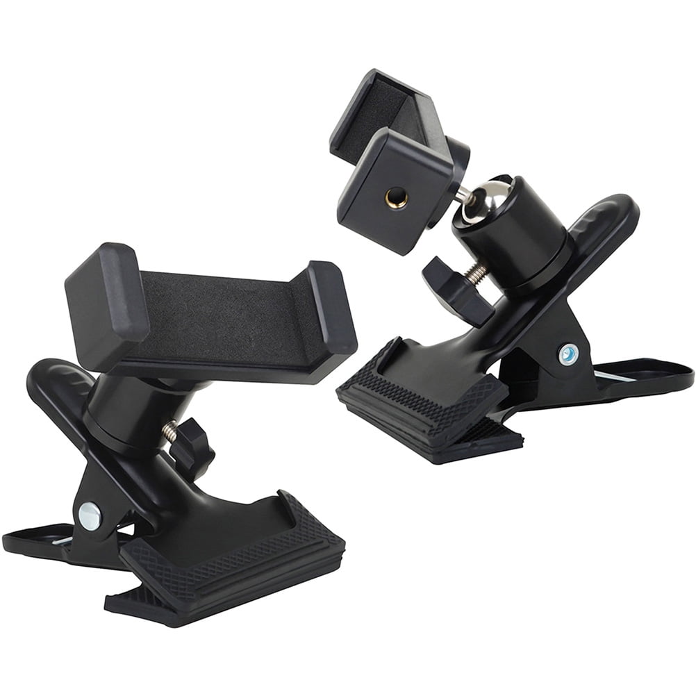Guitar Phone Mount Metal Holder Black for Music Scores and Video Recording 2Pcs