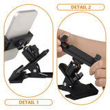 Guitar Phone Mount Metal Holder Black for Music Scores and Video Recording 2Pcs - Rear View
