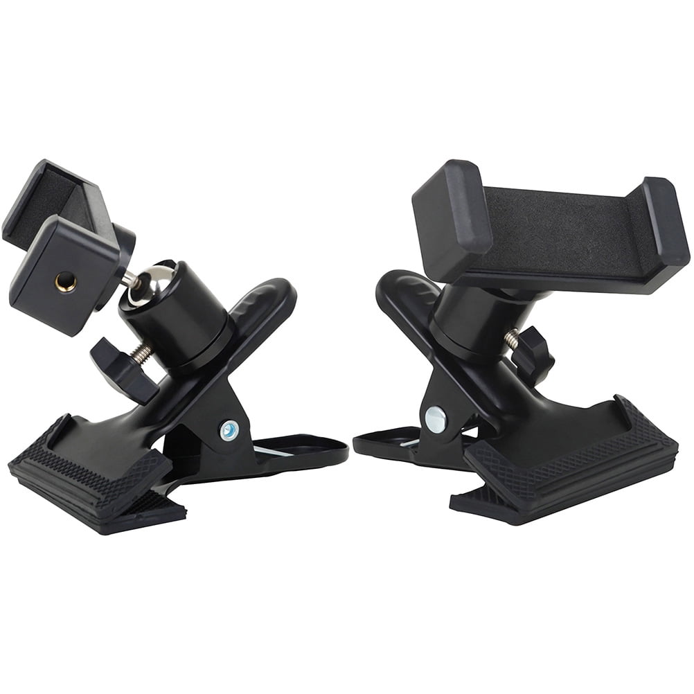 Guitar Phone Mount Metal Holder Black for Music Scores and Video Recording 2Pcs