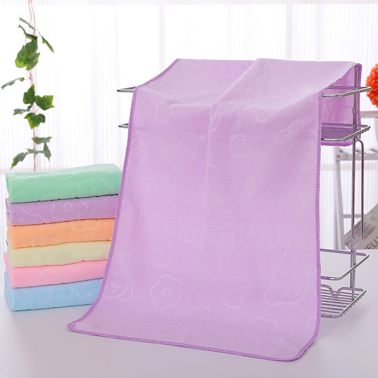 Bath Towels 3 Pack Cotton Bathroom Set,Contains a Bath Towels 28*56",a Hand Towels 12*12",a Face Towels 12*28",Soft Compact & Lightweight,for Gym Camp Beach and Daily Use Purple