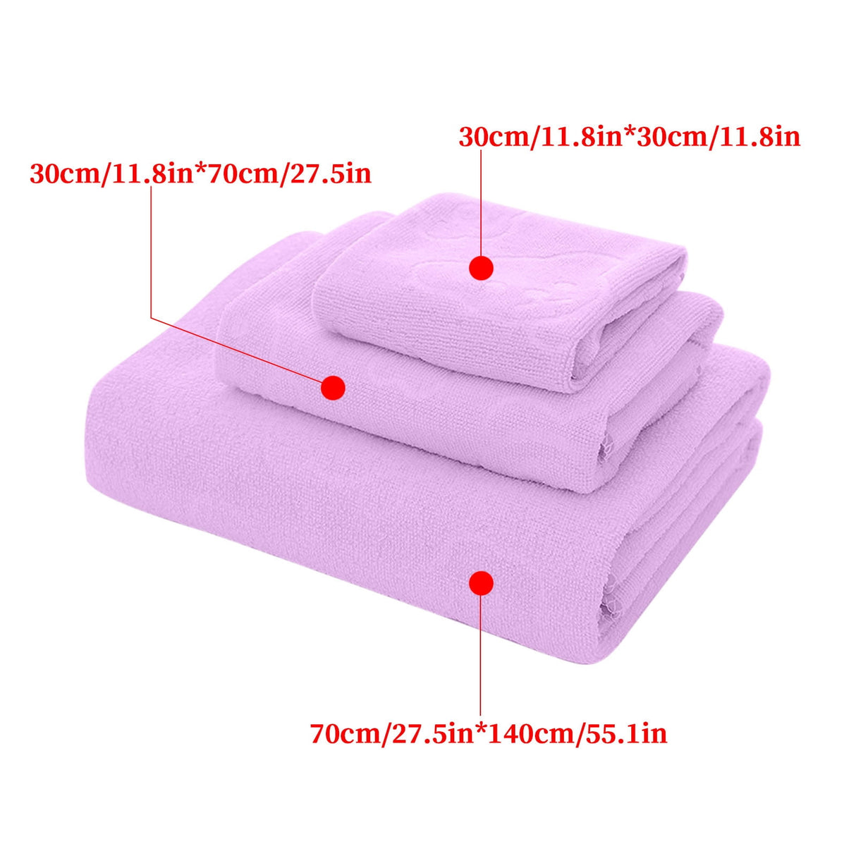 Bath Towels 3 Pack Cotton Bathroom Set,Contains a Bath Towels 28*56",a Hand Towels 12*12",a Face Towels 12*28",Soft Compact & Lightweight,for Gym Camp Beach and Daily Use Purple