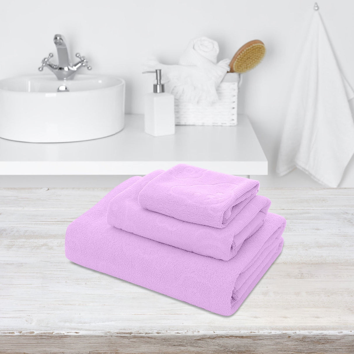 Bath Towels 3 Pack Cotton Bathroom Set,Contains a Bath Towels 28*56",a Hand Towels 12*12",a Face Towels 12*28",Soft Compact & Lightweight,for Gym Camp Beach and Daily Use Purple