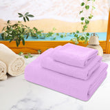 Bath Towels 3 Pack Cotton Bathroom Set,Contains a Bath Towels 28*56",a Hand Towels 12*12",a Face Towels 12*28",Soft Compact & Lightweight,for Gym Camp Beach and Daily Use Purple
