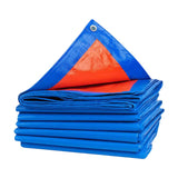 Heavy Duty Tarp Cover, Thick Tarps Waterproof Tear and Rip Proof UV Resistant Tarpaulin with Reinforced Grommets and Edges Blue - Side View