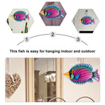 Purple Iron Fish Wall Decor for Contemporary Home Decoration Easy to Hang Indoors Outdoors 7.5 Inches