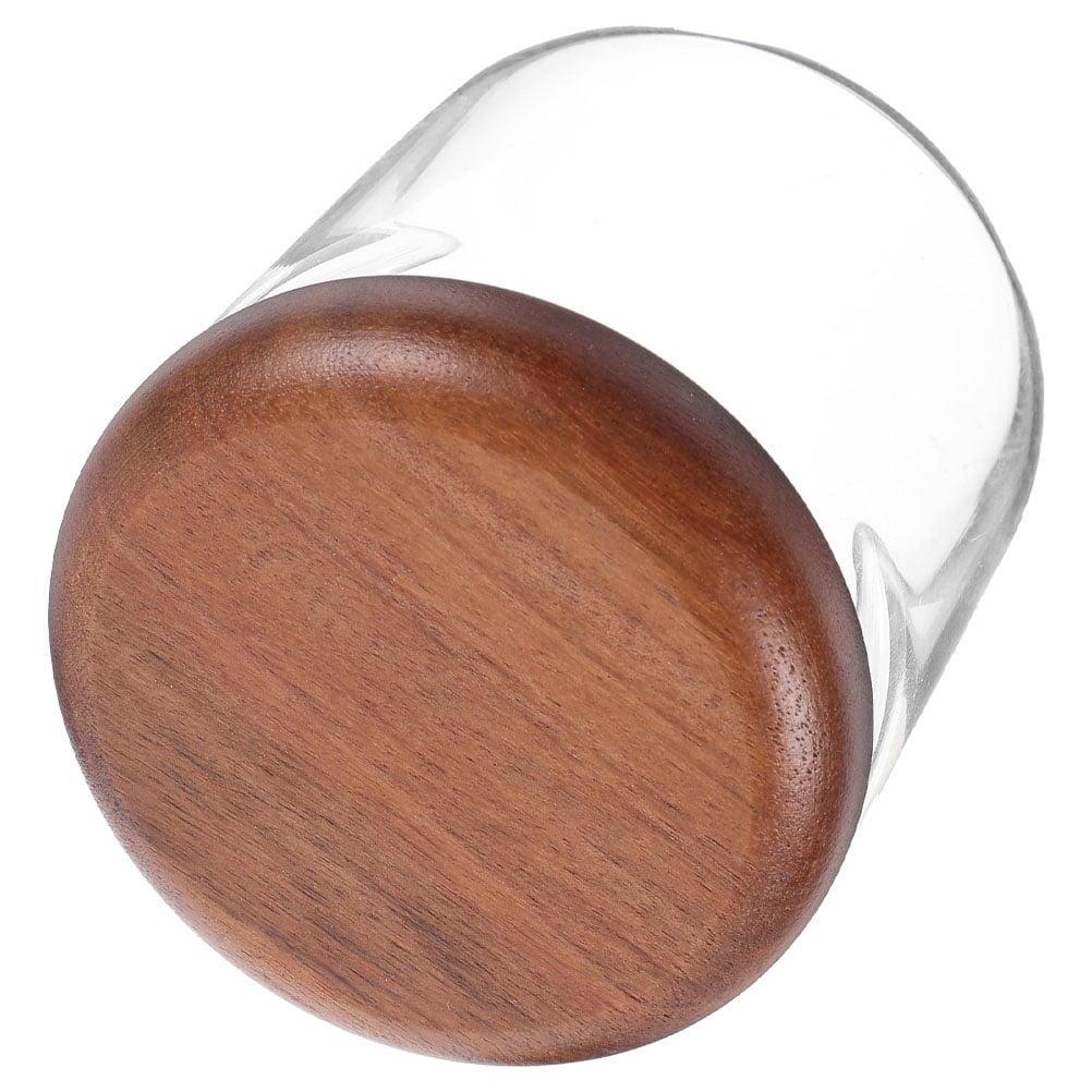 Small Glass Jar with Airtight Wooden Lid, Food Storage Canister for Cereal, Snacks, Coffee, Kitchen Organization