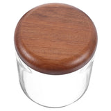 Small Glass Jar with Airtight Wooden Lid, Food Storage Canister for Cereal, Snacks, Coffee, Kitchen Organization - Top-Down View