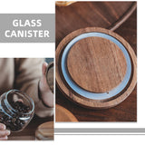 Small Glass Jar with Airtight Wooden Lid, Food Storage Canister for Cereal, Snacks, Coffee, Kitchen Organization