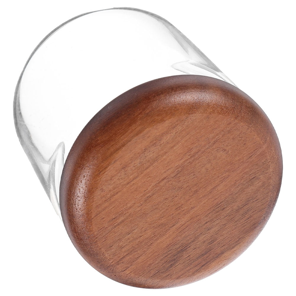 Small Glass Jar with Airtight Wooden Lid, Food Storage Canister for Cereal, Snacks, Coffee, Kitchen Organization