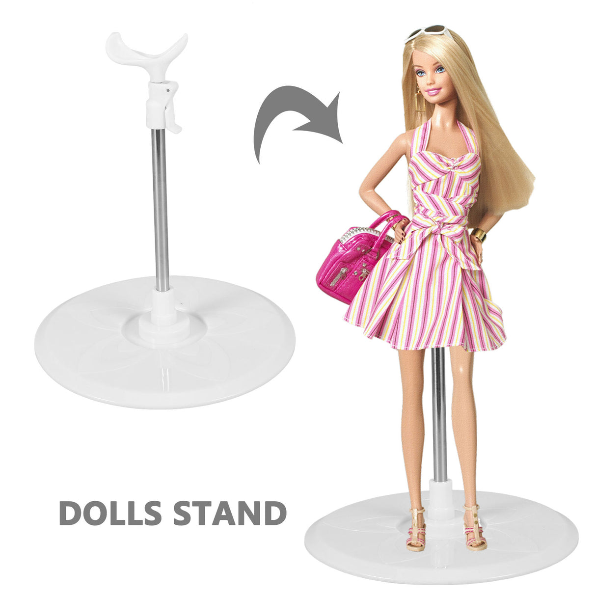 Adjustable Metal Doll Display Stand Holder for Desktop, Organizer for Collectible Dolls and Figures
