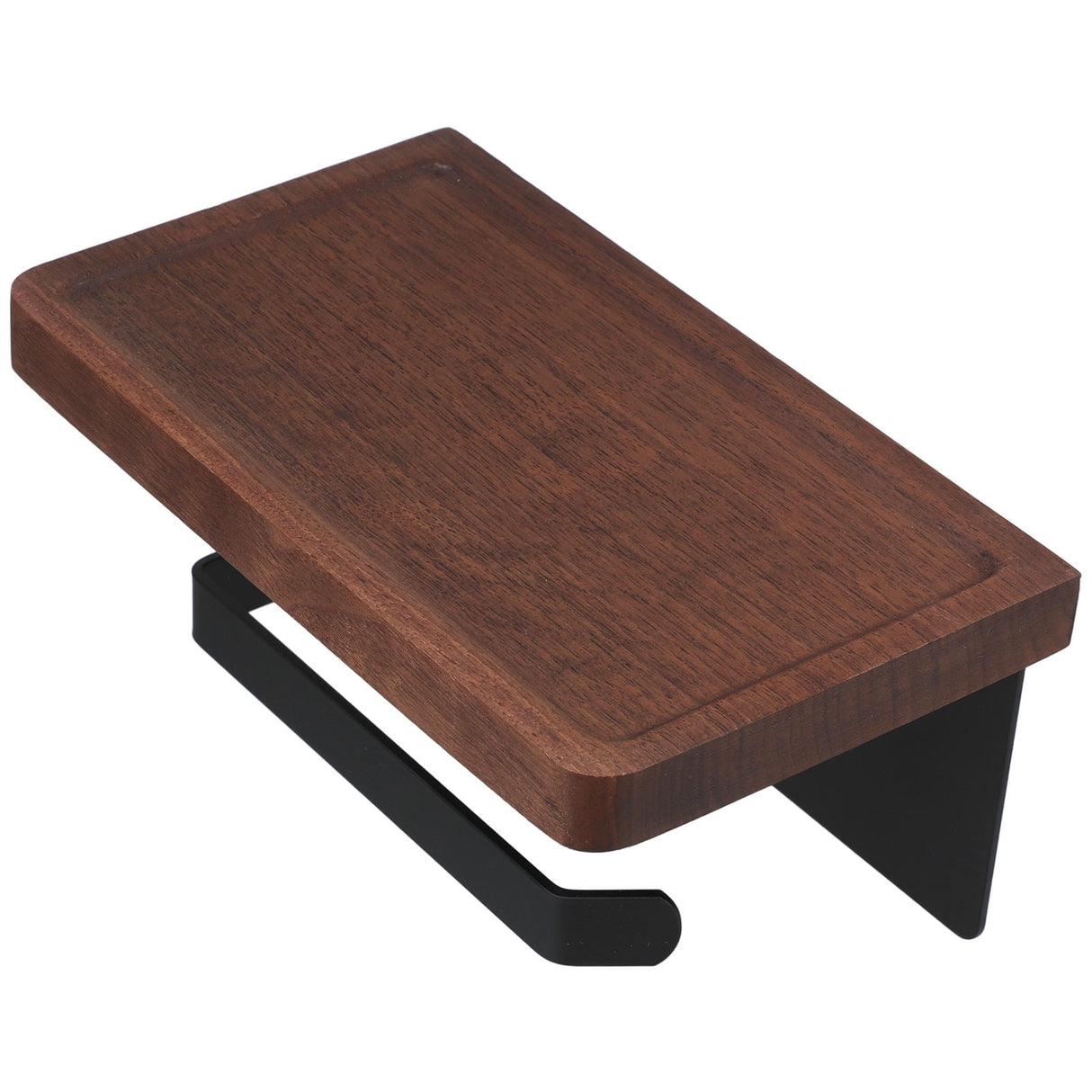 Solid Wood Toilet Paper Holder Stand with Storage Shelf Bathroom Tissue Rack Organizer