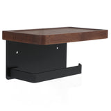 Solid Wood Toilet Paper Holder Stand with Storage Shelf Bathroom Tissue Rack Organizer