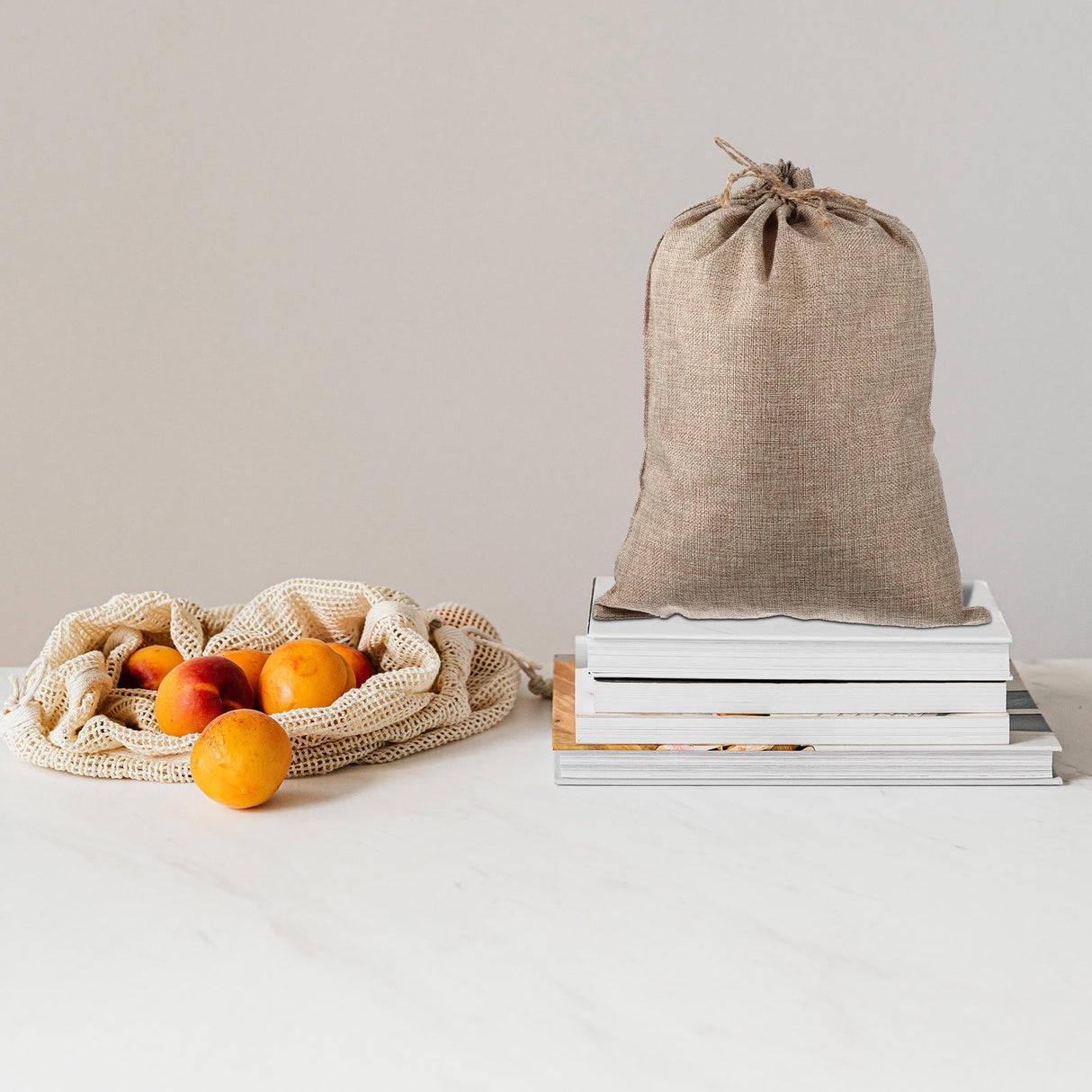 6 Pcs Vegetable Bags for Storage Small Burlap Food Jute Tote Khaki