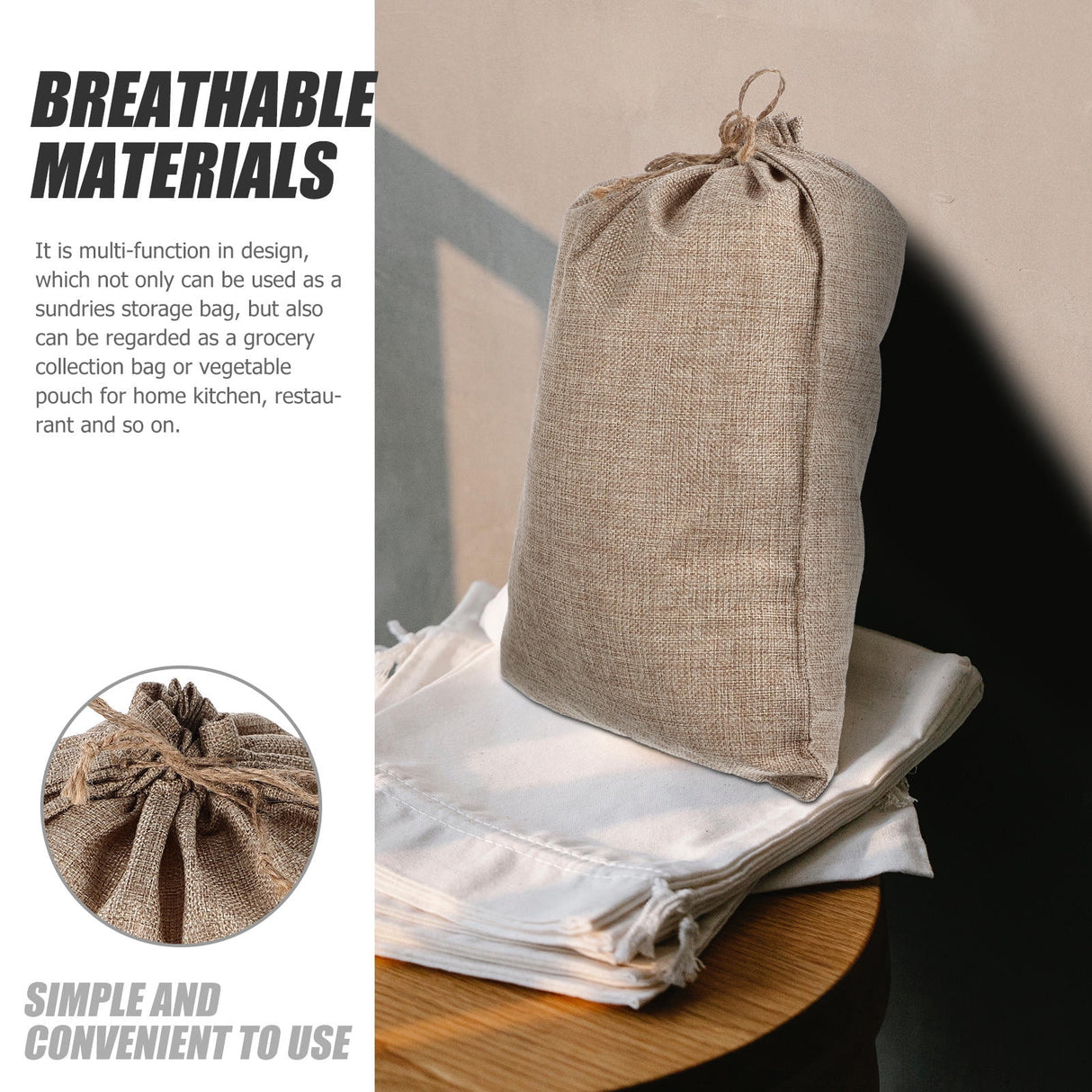 6 Pcs Vegetable Bags for Storage Small Burlap Food Jute Tote Khaki