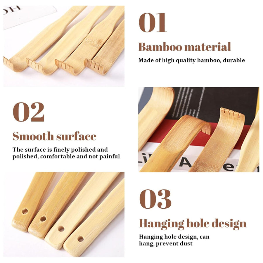 Bamboo Back Scratcher for Adults, Back Scratcher Massage Tool, Back Scratcher Rake Itching Relief Body Relaxation Massager Multicolor