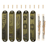 5Pcs Judaica Metal Mezuzah Adornment with Retro Style for House and Office Decor - 45-Degree Angle