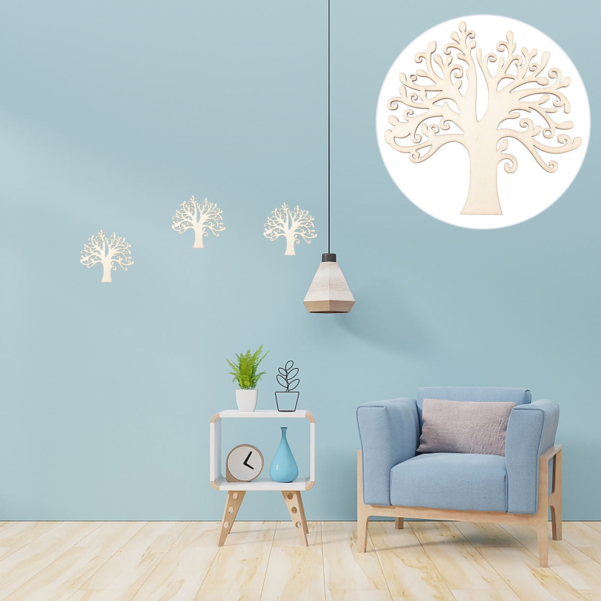 10pcs Family Tree Cutouts Craft, Unfinished Wood Tree Slices DIY Ornaments Decorative Hanging Wooden Chips for Wedding Party Crafts 4.9in