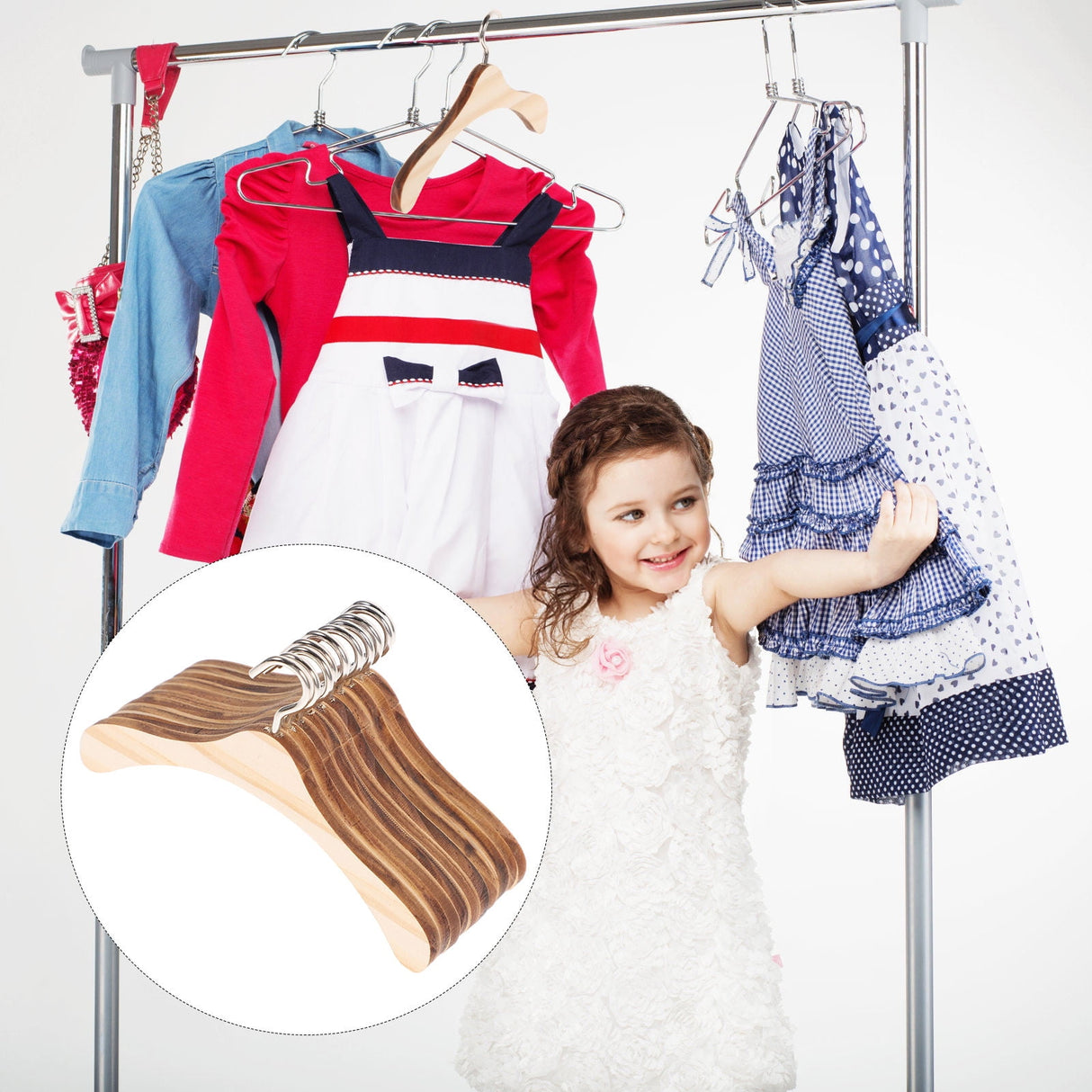 10 Pcs Mini Wooden Clothes Rack Hangers Clothing Kids Toys Baby