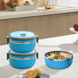Lunch Box Containers for Hot Food, Portable Lunch Box Stainless Steel Insulated Food Storage Container for Outdoor Camping Picnic Blue