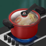 Nonstick Ceramic Coated Sauce Pan with Lid, Crock Pot with Twist & Lock Handles, Micro Pressure Cooker Versatile Cookware for Stovetops, Easy to Clean Red