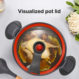 Nonstick Ceramic Coated Sauce Pan with Lid, Crock Pot with Twist & Lock Handles, Micro Pressure Cooker Versatile Cookware for Stovetops, Easy to Clean Red