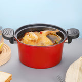 Nonstick Ceramic Coated Sauce Pan with Lid, Crock Pot with Twist & Lock Handles, Micro Pressure Cooker Versatile Cookware for Stovetops, Easy to Clean Red