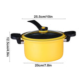 Nonstick Ceramic Coated Sauce Pan with Lid, Crock Pot with Twist & Lock Handles, Micro Pressure Cooker Versatile Cookware for Stovetops, Easy to Clean Yellow
