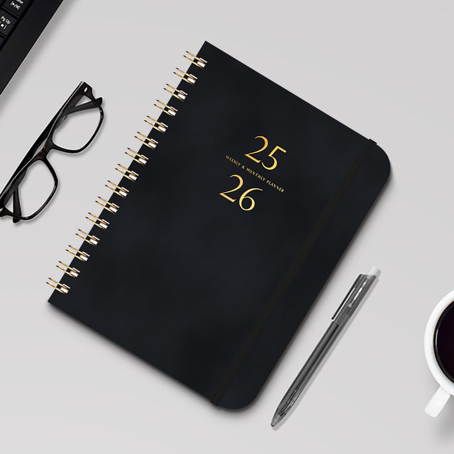 2025-2026 Planner, Academic Planner 2025-2026 from July 2025, June 2026, Weekly & Monthly Planner Spiral Bound with 12 Monthly Tabs Black