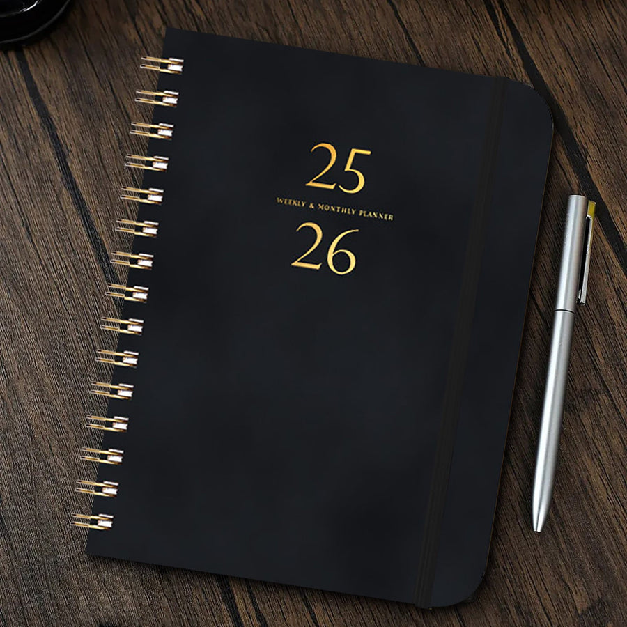 2025-2026 Planner, Academic Planner 2025-2026 from July 2025, June 2026, Weekly & Monthly Planner Spiral Bound with 12 Monthly Tabs Black