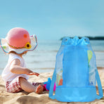 Swim Bag Mesh Drawstring Backpack Beach Backpack for Swimming, Gym, and Workout Gear Blue