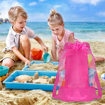 Swim Bag Mesh Drawstring Backpack Beach Backpack for Swimming, Gym, and Workout Gear Hot Pink