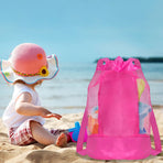 Swim Bag Mesh Drawstring Backpack Beach Backpack for Swimming, Gym, and Workout Gear Hot Pink