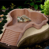 Reptile Bathing Pool Turtle Bath Amphibians Accessories with Ramp Tortoise Feeder Lizards Habitat for Tortoise Scorpion Snake A - Top-Down View