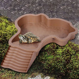 Reptile Bathing Pool Turtle Bath Amphibians Accessories with Ramp Tortoise Feeder Lizards Habitat for Tortoise Scorpion Snake A