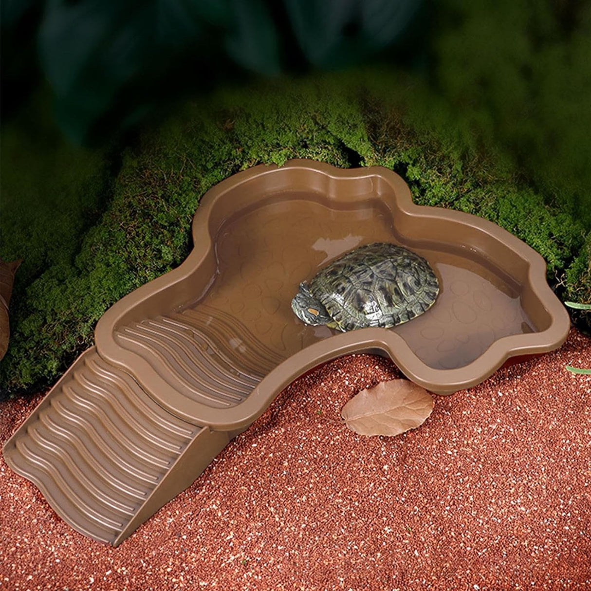 Reptile Bathing Pool Turtle Bath Amphibians Accessories with Ramp Tortoise Feeder Lizards Habitat for Tortoise Scorpion Snake A