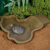 Reptile Bathing Pool Turtle Bath Amphibians Accessories with Ramp Tortoise Feeder Lizards Habitat for Tortoise Scorpion Snake B - 45-Degree Angle
