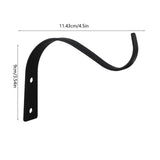 2 Pack Iron Wall Hooks for Hanging Plant Lanterns, Plant Hanger Fence Metal Bracket for Bird Feeders, Wind Chimes, Outdoor Indoor Rustic Home Decor Black
