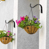 2 Pack Iron Wall Hooks for Hanging Plant Lanterns, Plant Hanger Fence Metal Bracket for Bird Feeders, Wind Chimes, Outdoor Indoor Rustic Home Decor Black - Side View
