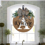 Initial Last Name Year Round Front Door Wreath, Welcome Sign Garland with Bow & Eucalyptus, Personalized Creative 26 Letter Farmhouse Wreath for All Seasons A - Front View