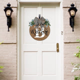 Initial Last Name Year Round Front Door Wreath, Welcome Sign Garland with Bow & Eucalyptus, Personalized Creative 26 Letter Farmhouse Wreath for All Seasons B - Side View