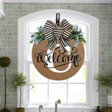 Initial Last Name Year Round Front Door Wreath, Welcome Sign Garland with Bow & Eucalyptus, Personalized Creative 26 Letter Farmhouse Wreath for All Seasons C - Side View