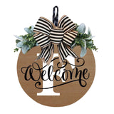Initial Last Name Year Round Front Door Wreath, Welcome Sign Garland with Bow & Eucalyptus, Personalized Creative 26 Letter Farmhouse Wreath for All Seasons F