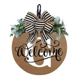 Initial Last Name Year Round Front Door Wreath, Welcome Sign Garland with Bow & Eucalyptus, Personalized Creative 26 Letter Farmhouse Wreath for All Seasons G